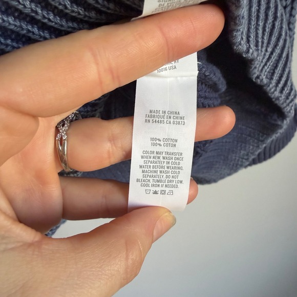 Aerie Womens Oversized V-Neck Ribbed Knit Cotton Sweater Blue Large L Baggy - Picture 6 of 6